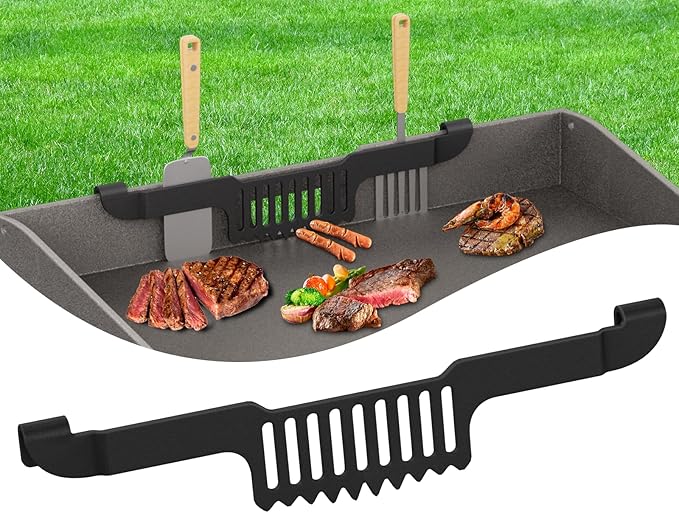 Grease Gate Spatula Holder for Blackstone Griddle,11.8 Inch Magnetic Design Stainless Steel Grease Trap Grill Food Mesh Screen Block Hold Rack Griddle Accessories for Blackstone(Black)