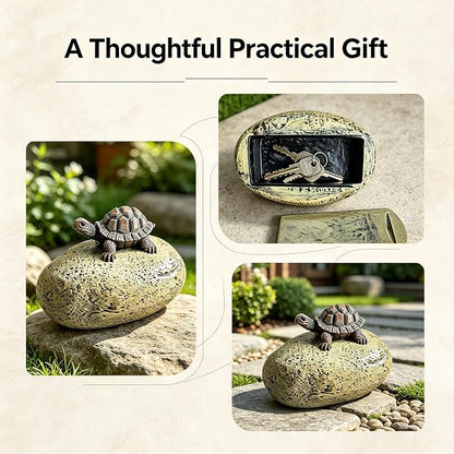 Turtle Key Hider Outdoor Waterproof Resin Garden Decor Spare Key Secret Box | Hidden Compartment on Bottom, Stores Keys and Small Trinkets, Charming Decorative Accent for Lawn and Flower Beds