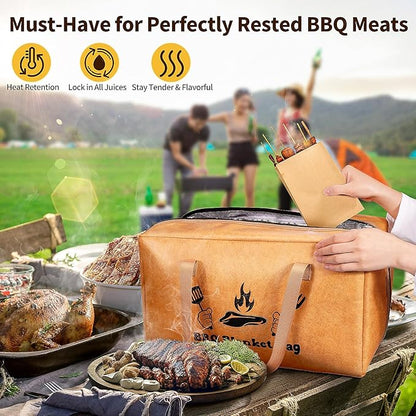 BBQ Blanket for Resting Meat, Insulated Meat Resting Bag for Moisture Retention and Tender BBQ, Heavy-Duty Meat Blanket with Wide Mouth Design for Briskets, Pork Shoulders, Steaks