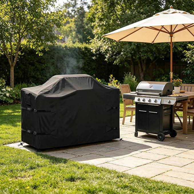 98 Inch Island Grill Cover Kitchen Extra Large Grill Cover 600D Oxford Cloth Heavy Duty Waterproof 98" L x 42" W x 48" H, Black