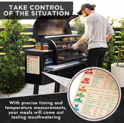 Levain & Co Meat Smoking Magnet & BBQ Smoker Guide - Smoker & Pellet Grill Accessories - Wood, Time, & Temp - Grill Accessories for Outdoor Grill - BBQ Smoker Accessories - Grilling Gifts for Men