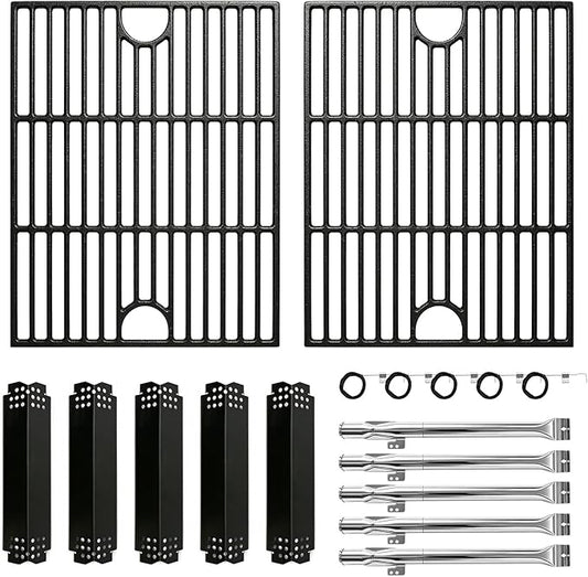 720-0888 Grill Replacement Parts Kit for Nexgrill 5 Burner 720-0888N, 720-0888A, 4 Burner 720-0830H, 720-0830D, Cast Iron Cooking Grate, Grill Burner Tube, Heat Plate and Igniter for Nexgrill Parts