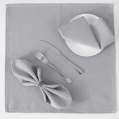 H.VERSAILTEX Cloth Napkins Set of 12 (18" X 18") Linen Textured Dinner Napkins Waterproof Extra Soft Thick Durable Reusable Napkins with Hemmed Edges for Dinners, Weddings and Everyday Use, Grey