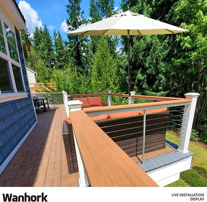 304 Stainless Steel Umbrella Deck Mount, Patio Umbrella Holder, Post White | Fits Umbrellas up to 1.9", Easy Installation, Sturdy, Save Space, Heavy Duty Outdoor Umbrella Base, Railing Mounting Brackets