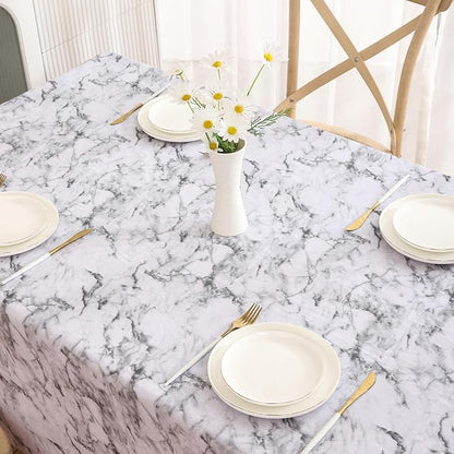Walrus Heavy Duty Vinyl Tablecloth with Flannel Backing Waterproof Oil-Proof Plastic Table Cloth Stain-Resistant Wipeable Rectangle or Square Table Cover for Indoor and Outdoor (Marble, 54X54 Inch)