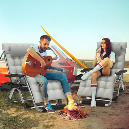 ZENPETIO Oversized Zero Gravity Chair, 33In XXL 500LBS with Cushion | Anti Gravity Recliner Lounge Chair with Aluminum Alloy Lock & Footrest, 90-170° Adjustable, for Lawn Patio Indoor Outdoor