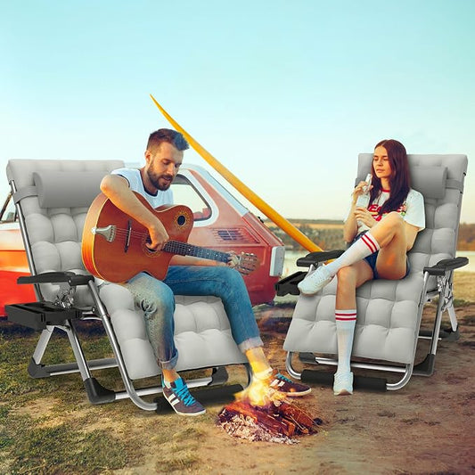 ZENPETIO Oversized Zero Gravity Chair, 33In XXL 500LBS with Cushion | Anti Gravity Recliner Lounge Chair with Aluminum Alloy Lock & Footrest, 90-170° Adjustable, for Lawn Patio Indoor Outdoor