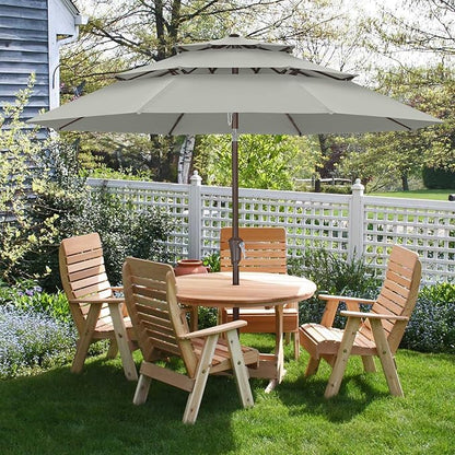 ABCCANOPY 11Ft 3 Tiers Market Umbrella, Outdoor Table Umbrella for Patio, Deck, Backyard (Light Gray)