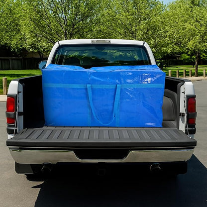 4 Pcs 96 Gallon Extra Large Moving Bags Heavy Duty Storage Bag with Strong Zipper Handle Foldable XXL Jumbo Storage Tote Packing Moving Box for College Dorm Travel Cloth Duffle (Blue)