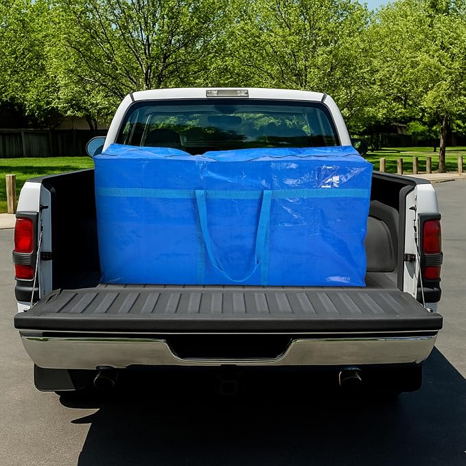 6 Pcs 96 Gallon Extra Large Moving Bags Heavy Duty Storage Bag with Strong Zipper Handle Foldable XXL Jumbo Storage Tote Packing Moving Box for College Dorm Travel Cloth Duffle (Blue)