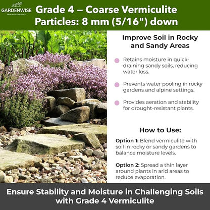 Organic Coarse Vermiculite for Indoor Gardening Plants and Mushrooms – Enhances Soil Aeration, Seed Germination, Rooting Cuttings – Small Packages and Bulk (Vermiculite Grade 4 – Coarse, 15 quarts)