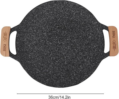 gernie Korean BBQ Grill Pan, Nonstick Round Griddle Grill Pan, Portable Round Cast Iron Skillet with Handle, Multifunctional Stove Plate for Meats, Pancakes, Korean Grill Pan for, gernief9w01iphkm-13