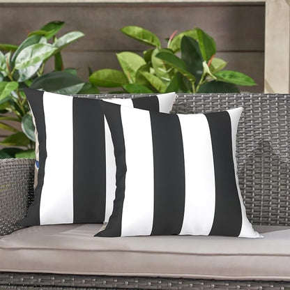 LVTXIII 2 Pack Outdoor Throw Pillow Covers for Patio Furniture, 16x16 Inch Square Pillow Case, Water-Repellent Cushion Covers for Garden, Porch, Sofa, Cabana Black