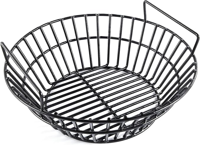 Charcoal Ash Basket for Large Big Green Egg Grill, Kamado Classic, Pit Boss, Louisiana Grills, Primo Kamado and Large Grill Dome, Heavy Duty Porcelain Steel