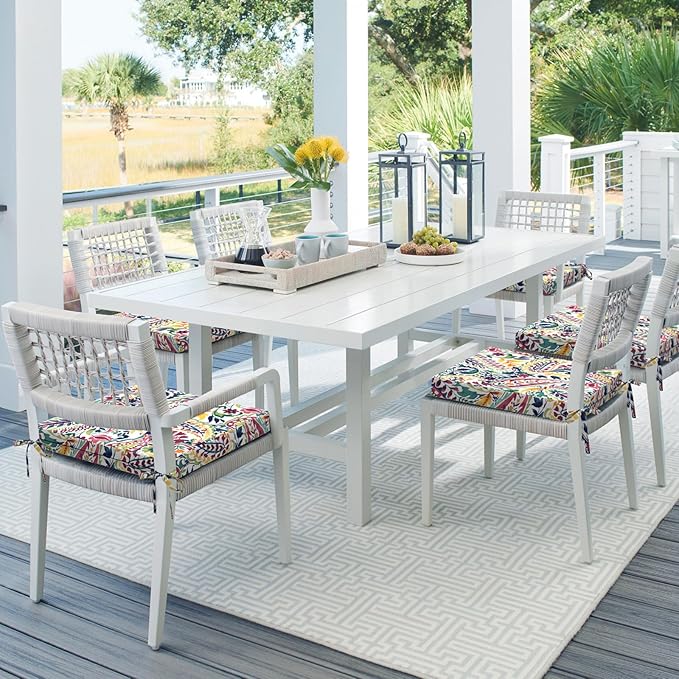 DYTXIII Set of 4 Outdoor Chair Cushions, Water Resistant 18.5"x16"x2" Square Seat Cushion for Patio Dining Chairs, High-Density Replacement Pads for Indoor Outdoor Furniture - Vigour Paisley