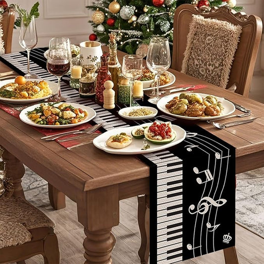 Piano Table Runner,Dining Decor for Kitchen Coffee Table Family Dinners Holiday Parties Wedding Events Decor(13x72 inch)