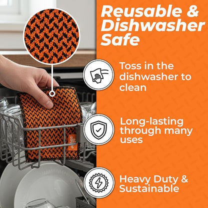 Proud Grill Q-Swiper Scrub-Clean Reusable Grill Cleaning Cloth - Non-Scratch Scrubbing Dish Cloths, Heavy Duty Micro-Coated Fiber Cloth, Multipurpose Kitchen Scrubber for Grills & Cookware - Pack of 2