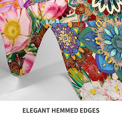 Rectangle 54"x72" Boho Floral Table Cloth, Colorful Flowers Tablecloth Oil-Proof Waterproof Kitchen Dining Room Decorative Table Cover for Party Birthday Outdoor Indoor