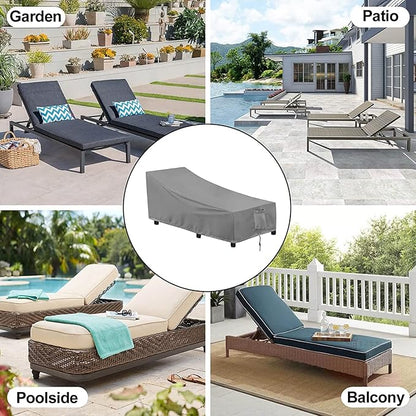 OutdoorLines Outdoor Waterproof Patio Chaise Lounge Chair Cover - UV Resistant Lounger Covers Heavy Duty Weatherproof Patio Sofa Furniture Covers, 2 Packs, 68Wx30Dx30H Inches, Gray