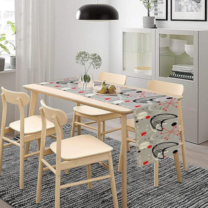 Mid Century Table Runner，Mid Century Modern 1950 Style Vintage Retro Atomic Style Print Table Runners for Party Kitchen Dining Banquet 13x60Inch