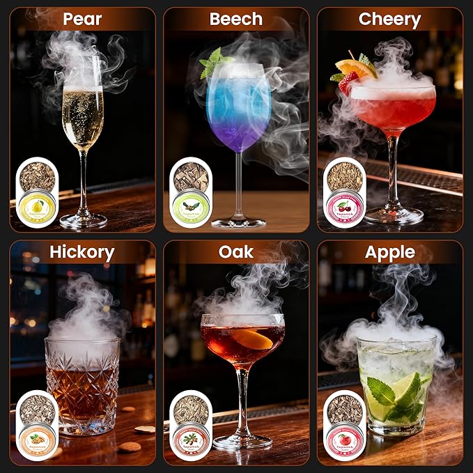 Electric Whiskey Smoker Kit for Old Fashioned & Bourbon: Fathers Day Gift for Men, Dad & Husband | Rechargeable Cocktail Smoker with Built-in Lighter (Butane-Free)| Birthday Gift Includes 6 Wood Chips