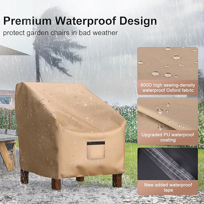 Mrrihand Patio Chair Covers Waterproof , Lounge Deep Seat Cover, Heavy Duty Outdoor Lawn Patio Furniture Covers (29" W x 30" D x 36" H - 2 Pack)