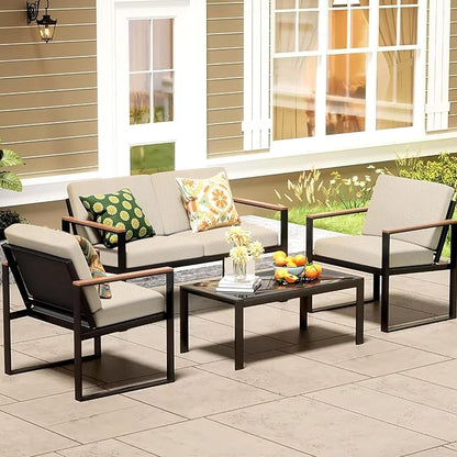8Pcs Patio Cushion Covers, Outdoor Stretch Cushion Covers, Washable | Stretch Fit, Replacement, Washable and Reusable Furniture Protectors, Fits most patio furniture cushion covers, Cover Only