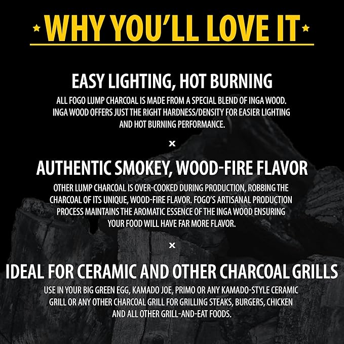 FOGO Premium Hardwood Lump Charcoal, Natural Medium Sized Lump Charcoal 17.6 Pound Bag and FOGO Fogostarters Natural Fire Starters, 30 Count Box, Bundle