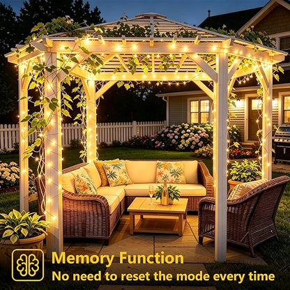 YEGUO 4 Pack Warm White Solar Fairy Lights, Each 33ft 100 LED Christmas Lights Outdoor Waterproof, 8 Modes Sliver Wire Solar String Lights