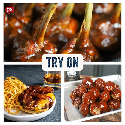 PS Seasoning Whiskey Barrel Bourbon BBQ Sauce - All-Purpose Marinade, Glaze, Baste, and Dip - Sweet and Smoky Sauce, Great for Baby Back Ribs, Tri-Tip, Pulled Pork, Chicken, Beans, and more