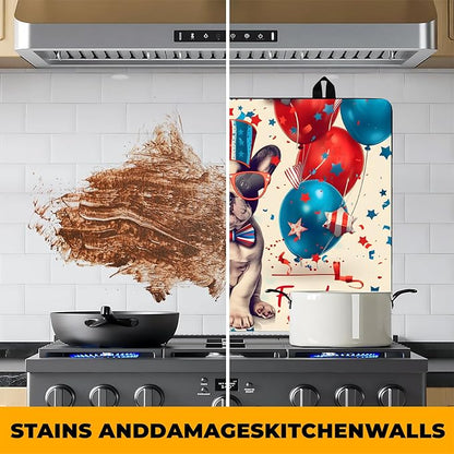 Patriotic Stove Top Cover, Heat Resistant Electric Stove Protector Mat, Large Diatomite Kitchen Counter Mat, Independence Day Decor American Flag Kitchen Accessory (dog, 28x20 Inch)