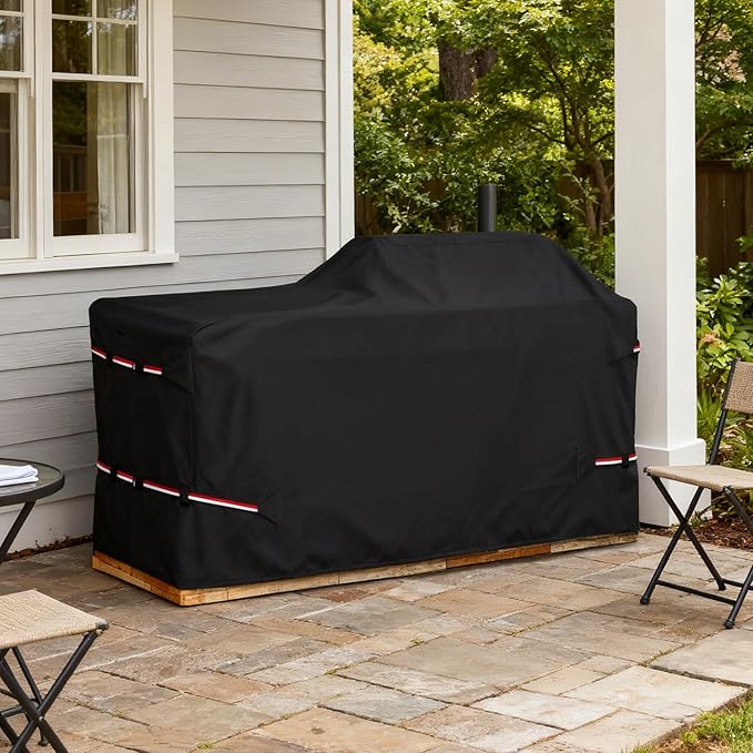 Bitubi 86 Inch Island Grill Cover - Resistant Cover for Island with Left/Right Grill Head,600D Heavy Duty Waterproof All Weather Protection Outdoor Cover,Black