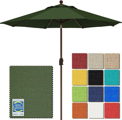 EliteShade USA 10-Year-Non-Fading 9Ft Market Patio Umbrella, UPF 50+ UV Protection Performance Sun Umbrella, Heavy Duty Commercial Grade Outdoor Table Umbrella with Crank & Tilt, Windproof Vented Top for Garden, Pool, Deck and Outdoor Playsets, Fern