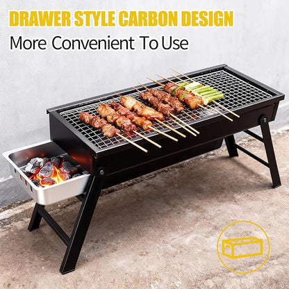 Portable BBQ Grill Home Charcoal Grill and Outdoor Folding Grill, Perfect for Traveling, Outdoor Cooking and BBQ, Camping, Picnics