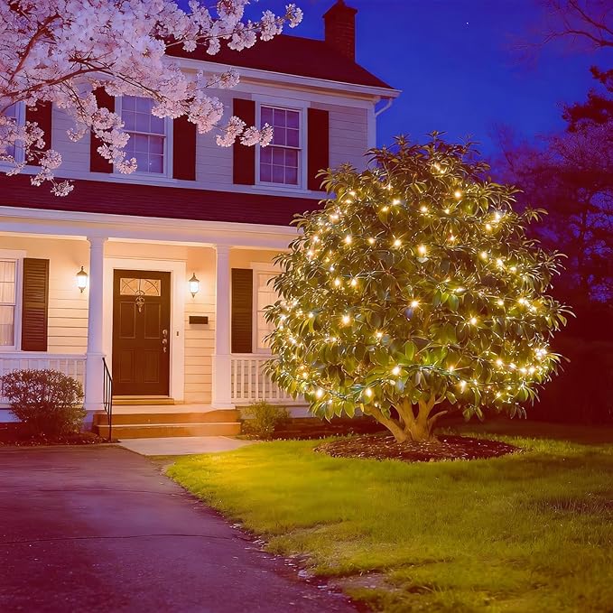 150 LED Warm White Christmas Lights, UL Certified 22# Green Wire 50 Ft, Commercial Grade Decorative Lighting String, for Indoor and Outdoor Use.