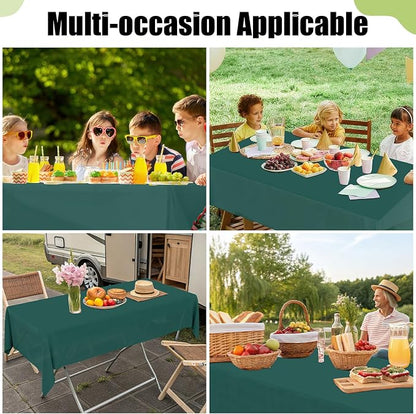 Smiry Disposable Table Cloth 3 Pack, 54 x 108 Inch Waterproof Plastic Tablecloth, Decorative Rectangle Table Covers for Party, Birthday, Picnic, Christmas Green