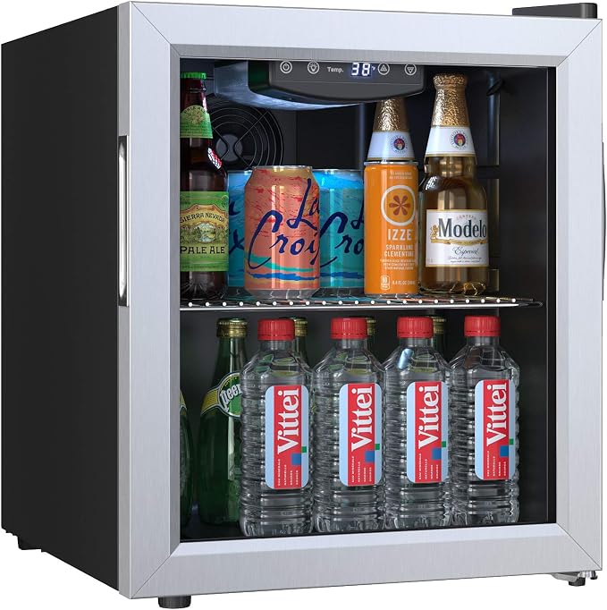 EdgeStar BWC71 18 Inch Wide 52 Can Capacity Extreme Cool Beverage Center - Stainless Steel | Freestanding, 52 Can Capacity, Extreme Cool, Reversible door, Digital Display, LED Light, Stainless Steel