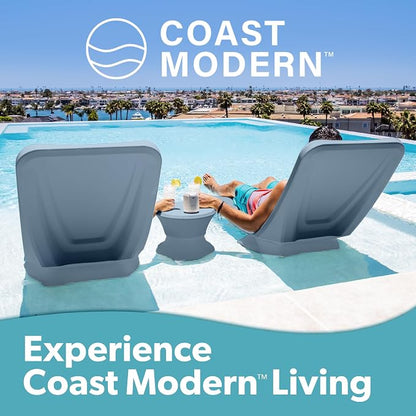 Coast Modern in Pool Lounge Chair - Waterproof & Weighted Chaise Lounger - Outdoor Pool Furniture for Patio or in Baja Shelf - Stone Blue