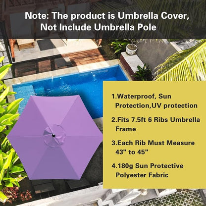 Sunnyglade 7.5ft Patio Umbrella Replacement Canopy Market Umbrella Top Outdoor Umbrella Canopy with 6 Ribs