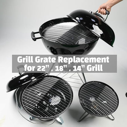 Peaked Grill Cooking Grate for Weber 22 Inch Kettle Grill, Premium Stainless Steel Replacement Grate with Square Rolled Anti-Flare Design