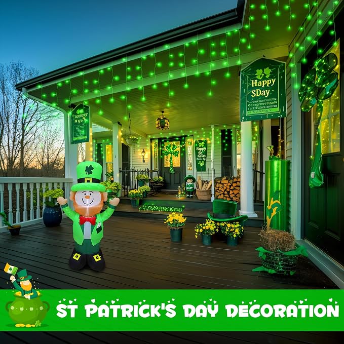 JMEXSUSS Green Icicle Christmas Lights Outdoor, 400 LED 38.8Ft | Connectable String Lights Plug in Indoor Outdoor, Icicle Lights for St Patrick's Day House Fireplace Party Yard Decoration
