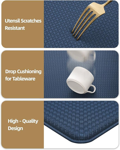 Color&Geometry Anti Fatigue Cushion Kitchen Mat for Floor -24"x59",Wide,Easy Clean, Water & Oil Proof, Anti Slip, Foam Rubber Runner Rug for Front Sink Comfort Standing,Blue