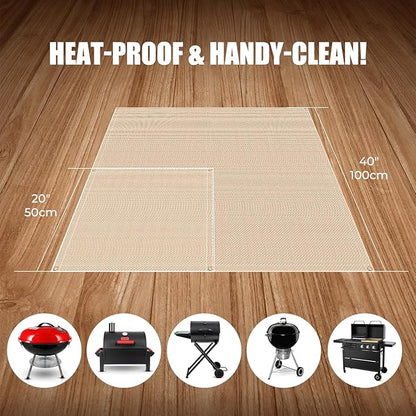 40"x 40" Fire Pit Mat - Fireproof & Heat Resistant Wood Stove Mat for Deck, Patio, Lawn - Fiberglass Insulation Floor Protector for Camping, BBQ, Tent Stoves