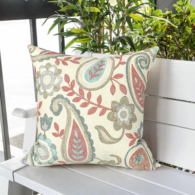 LVTXIII Outdoor Pillow Covers 20x20 Inch, 2 Pack Large Square Throw Pillow Cases, Fade-Resistant Cushion Covers for Patio Furniture Sofa, Garden Porch, Paisley Vintage