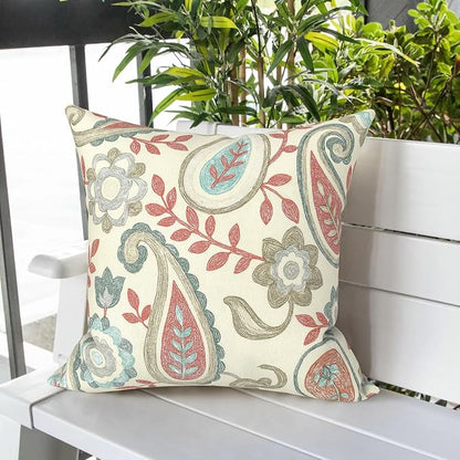 LVTXIII Outdoor Pillow Covers 20x20 Inch, 2 Pack Large Square Throw Pillow Cases, Fade-Resistant Cushion Covers for Patio Furniture Sofa, Garden Porch, Paisley Vintage