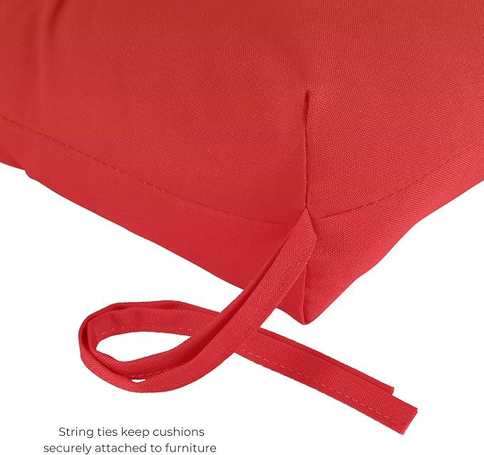 Modern Outdoor Chaise Lounge Cushion with Ties – Durable Polyester Fabric, Channel-Filled Polyfiber Insert, Removable Zippered Cover, Salsa Red