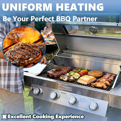 SafBbcue 97888 Cooking Grates for Monument Grill Replacemnt Parts 24367 24633 13892 17842 35633 41847NG, Cast Iron Grids for Monument 35633R 35633B D405 D425 4-Burner Grill Accessories