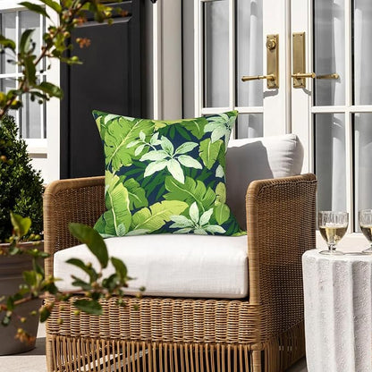 LVTXIII 2 Pack Outdoor Pillow Covers ONLY 18x18 Inch, Water-Repellent Square Decorative Cushion Covers for Patio Furniture, Garden, Sofa, Jungle Leaves