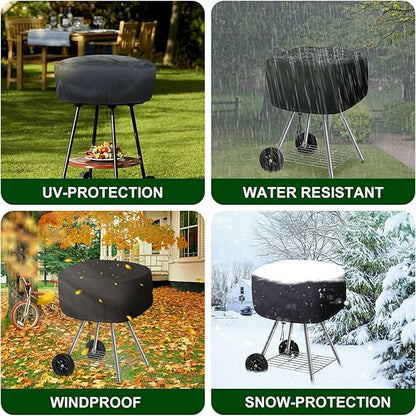 Cover for Outdoor 18 Inch Charcoal Grill, Grill Cover Fits Most Walk-a-Bout Charcoal Grills Within 21.5 * 21.5 * 14.5 in, Water-Resistant Oxford Fabric