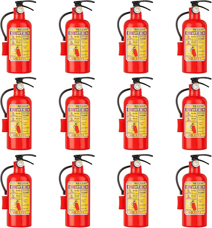 CCINEE 12Pack Fire Extinguisher Toys Mini Water Firemen Squirter Water Water Squirt Gun for Kids Teens Adults Summer Outdoor Games Birthday Swimming Pool Party Favors,4.2Inch
